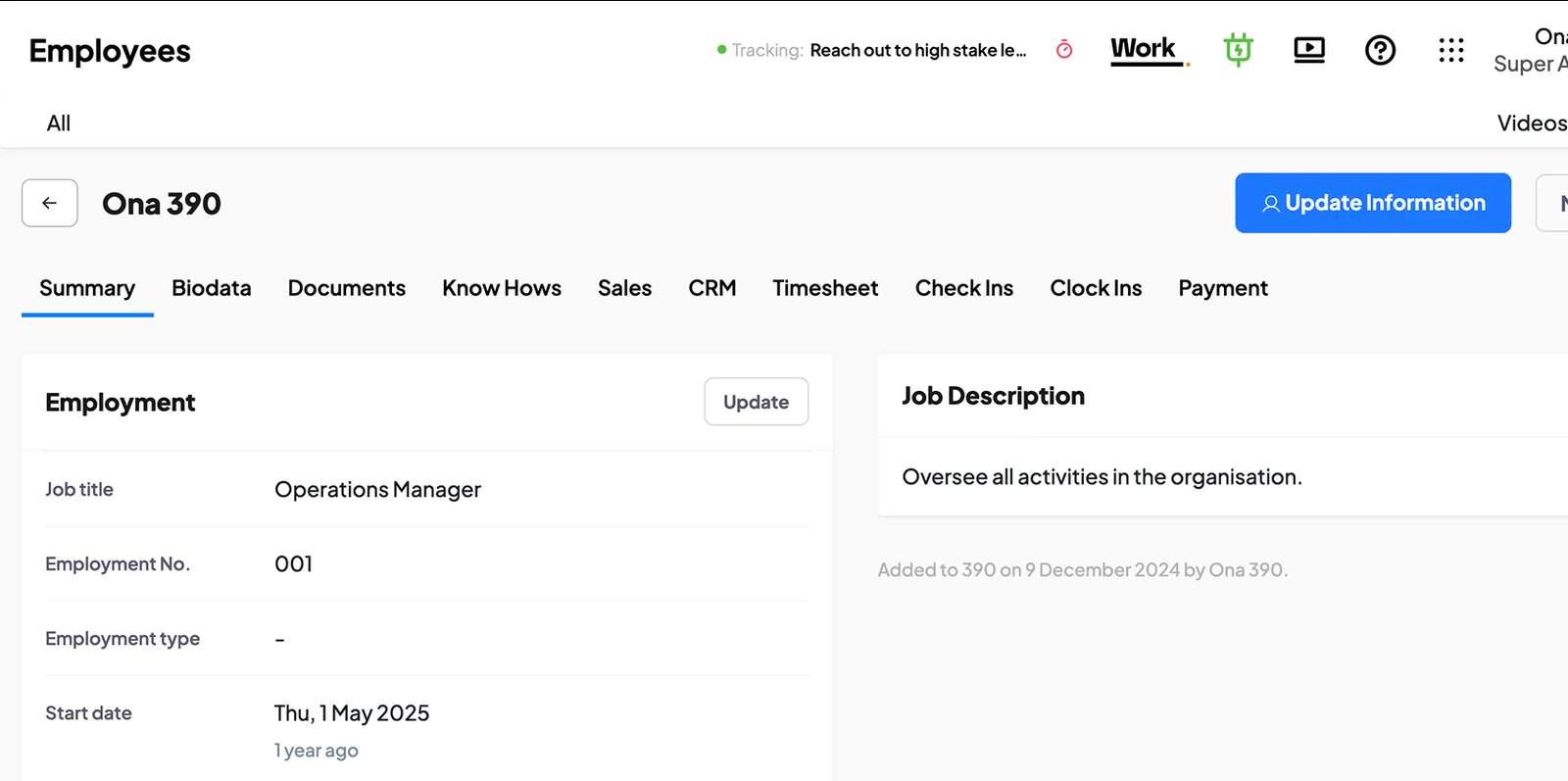 Staff and task management in 390 Work